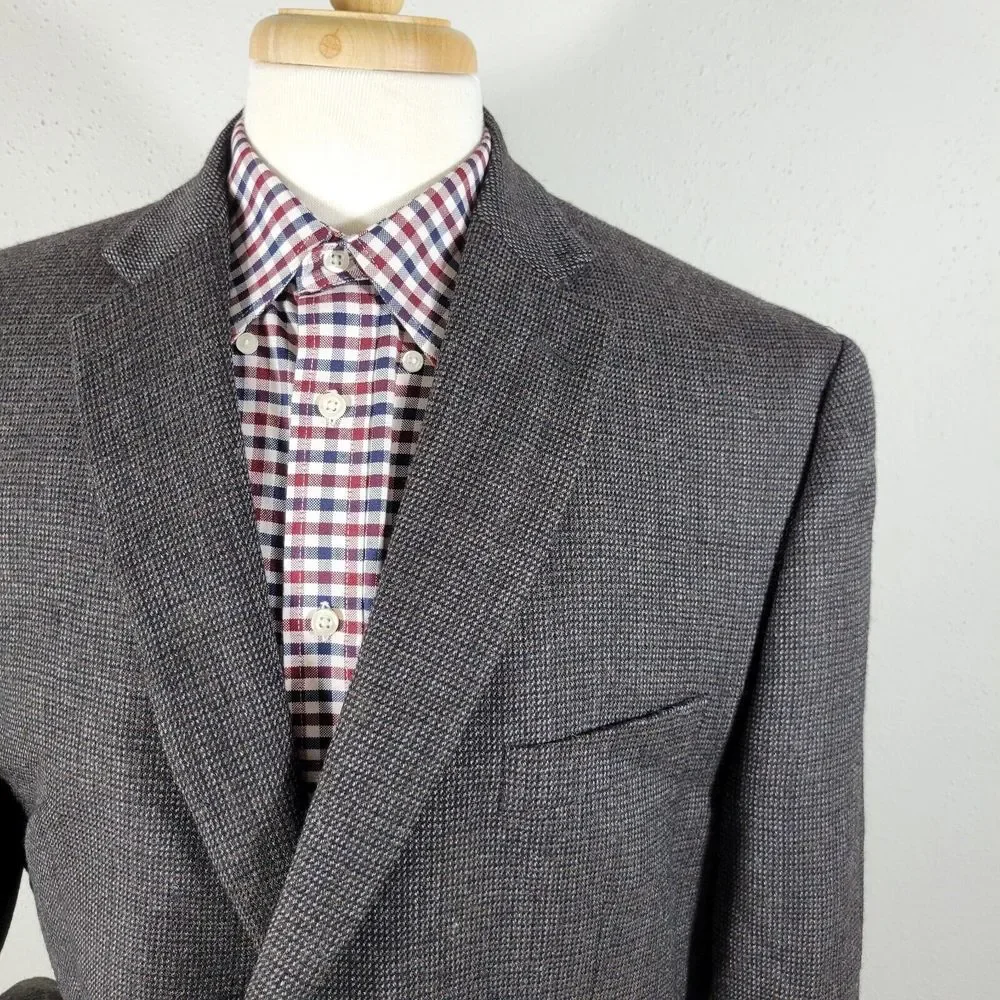 Chaps Men's Tweed Sport‎ Coat Blazer Two Button Brown Wool Size 46L